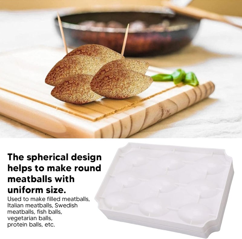 Horoper Meatball Mold Meatloaf Maker Press Tool, Meatball Maker Press Mold ABS Meatloaf Maker Press Tool Rolls Maker Mold Manual Meatloaf Mould Plastic Meatball Maker for Kitchen (Nine Grids) - Image 2